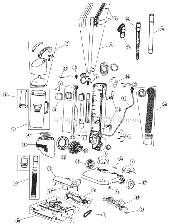 Page A Diagram and Parts List for UD40290  Dirt Devil Upright Vacuum